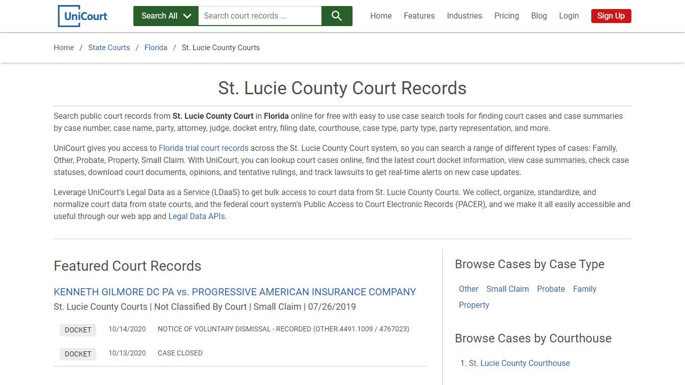 St. Lucie County Court Records | Florida | UniCourt
